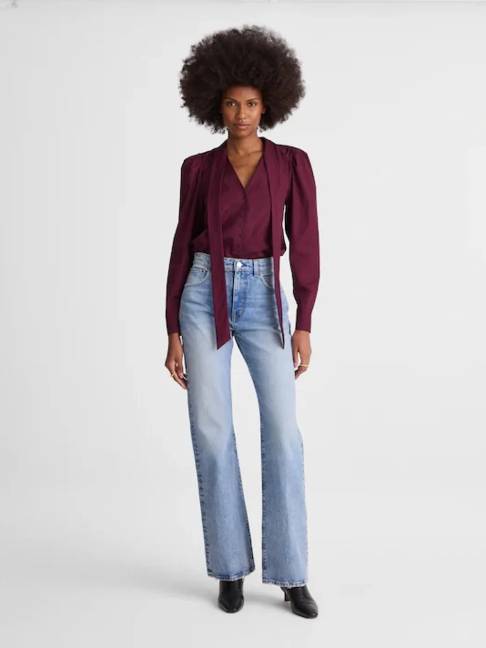 Madewell V-Neck Button-Front Top burgundy Women’s Size L NWT